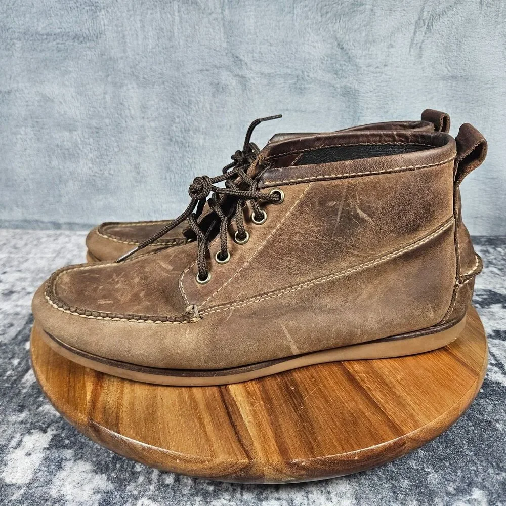 LL Bean Signature Jackman Ranger Moc Toe Chukka Boots Mens 10 D Brown Leather